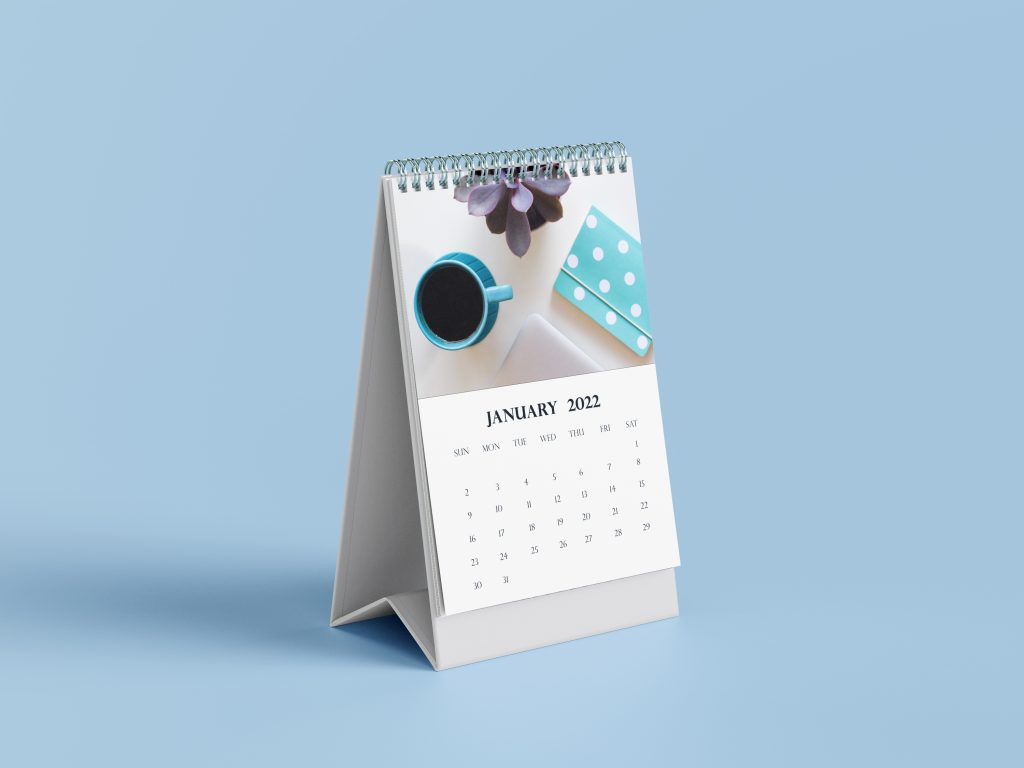 calendar mockup with a image of Coffee cup
