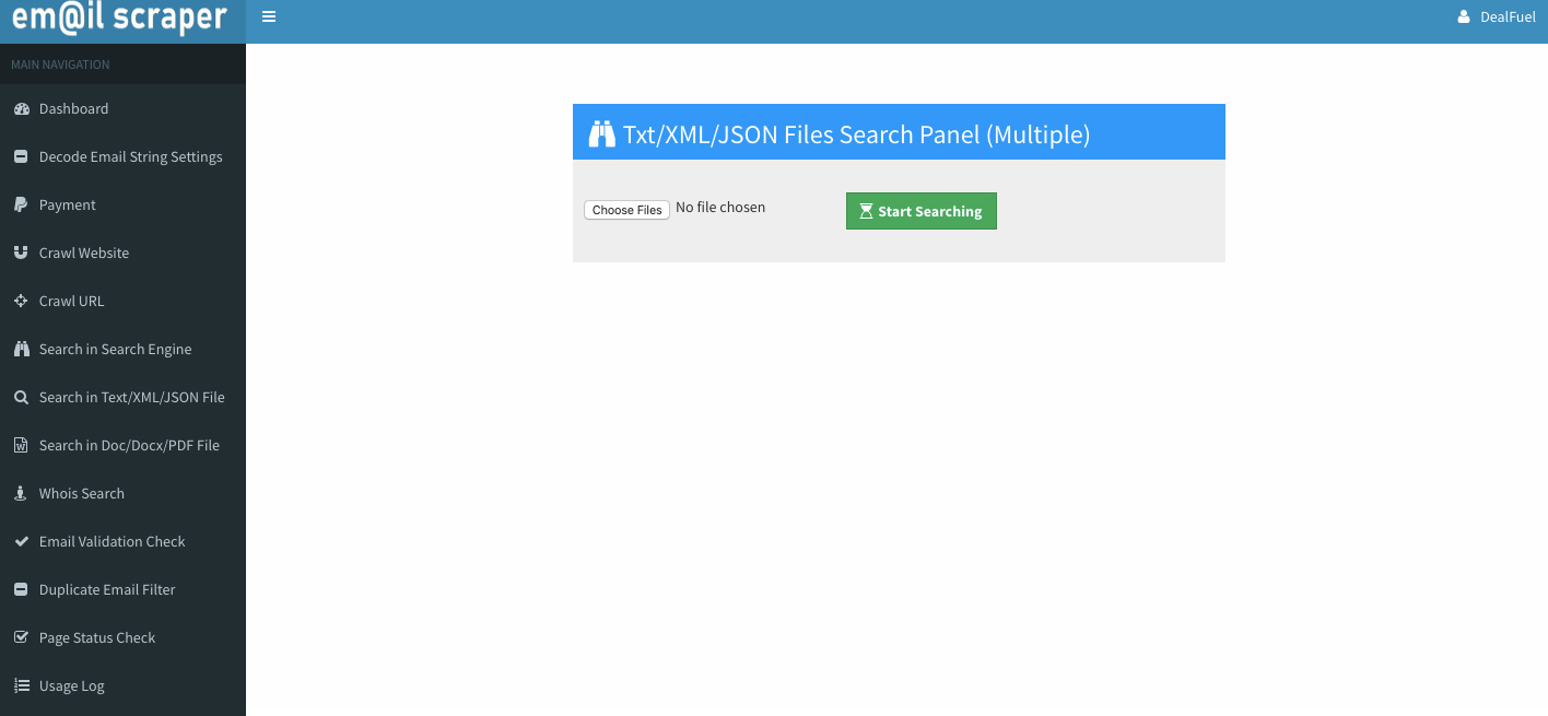 TXT-XML-Json-Files-Search-Panel File Search Panel Feature Preview - email extractor software