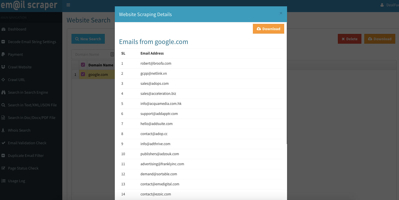 Website-Scraping-Details website scraping details of Email Extractor and crawler