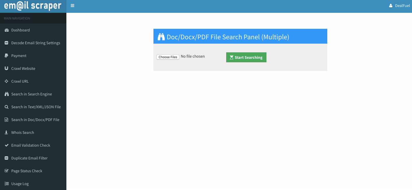 Doc-DocX-PDF-File-Search-Panel The Most Powerful Email scraper Doc Search Panel - website crawler tool