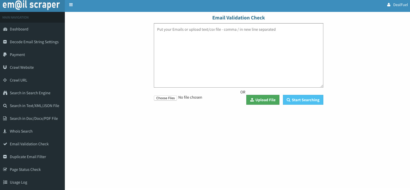 Email-Validation-Check-Preview EmailScraper - Email Validation Check Preview- website crawler tool