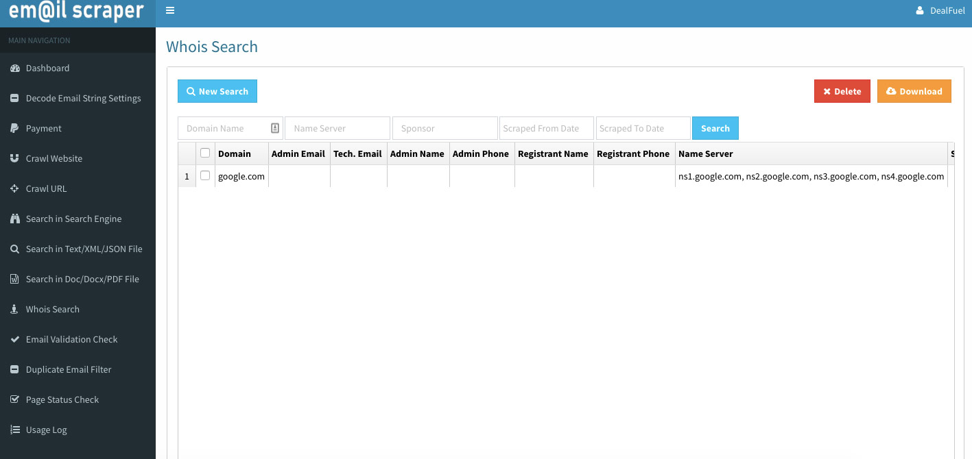 Who-Is-Search-Preview EmailScraper WhoIsSearch - website crawler
