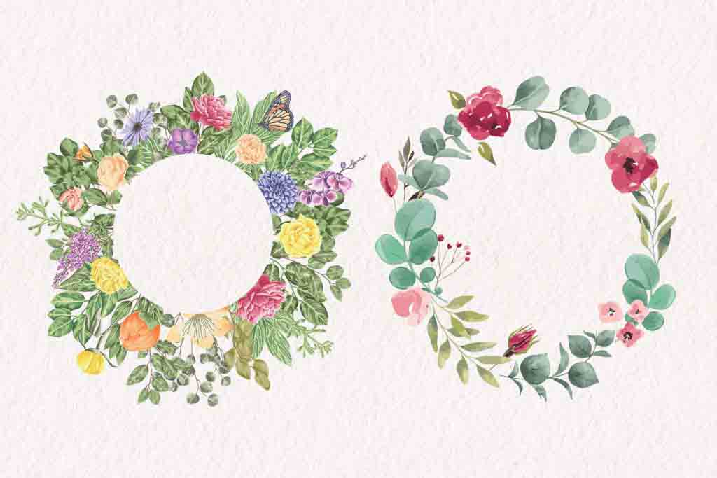 watercolor illustration of Vintage Flower Frame