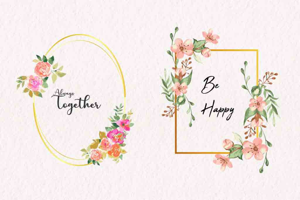 cute Flower Frame watercolor illustration