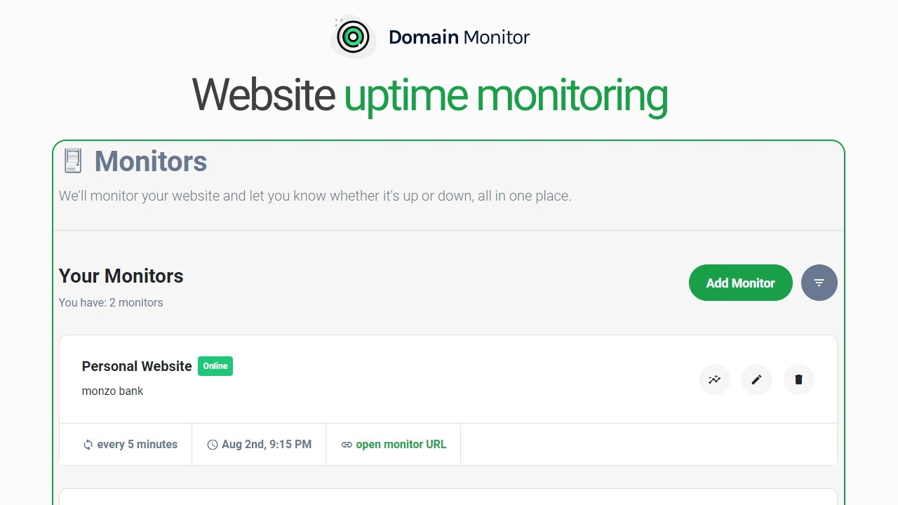 Domain Monitoring tool, online domain monitoring