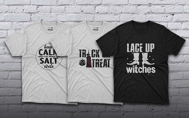 T-shirts with Spooky designs on display