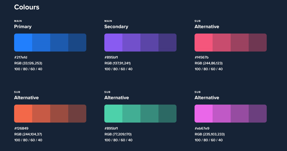 Colours styles preview