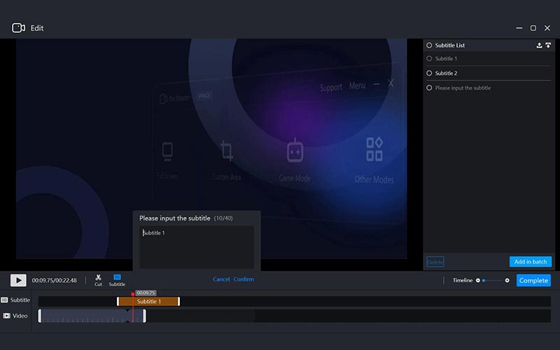 Edit Screen feature of RecMaster