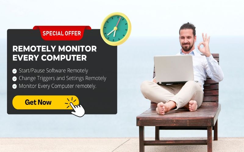 Man sitting on chair with features of this remote computer monitoring software