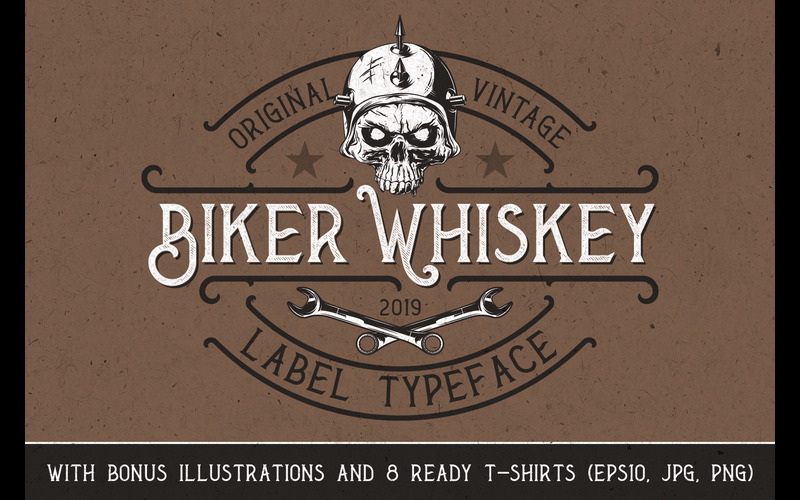 Biker whiskey fonts in this fun fonts bundle