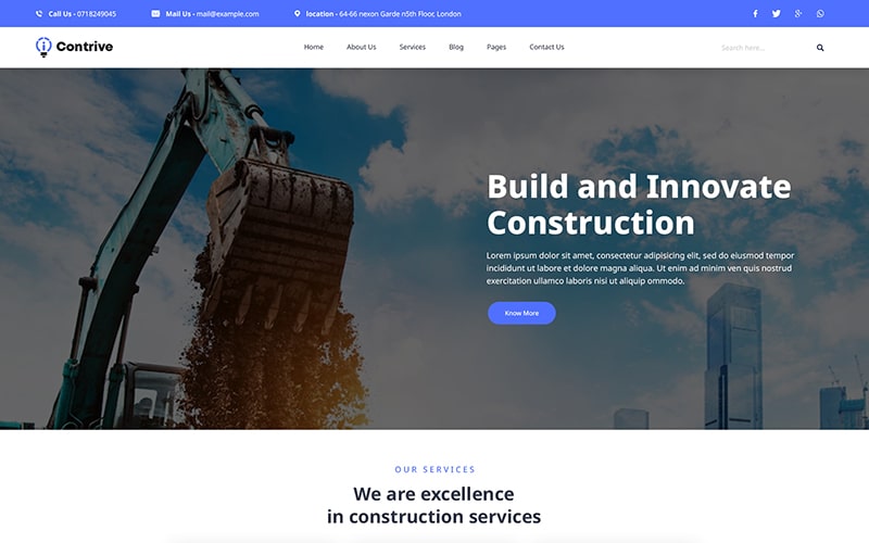 Contrive template used to make website related to contrive