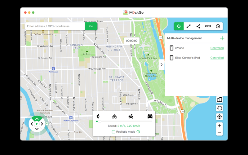 A window of a map with multi device connection