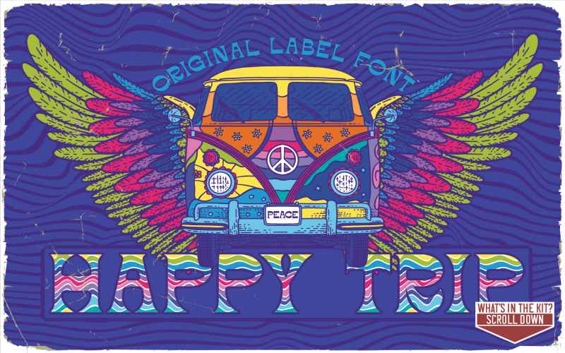 Happy trip typefaces in this fun fonts bundle