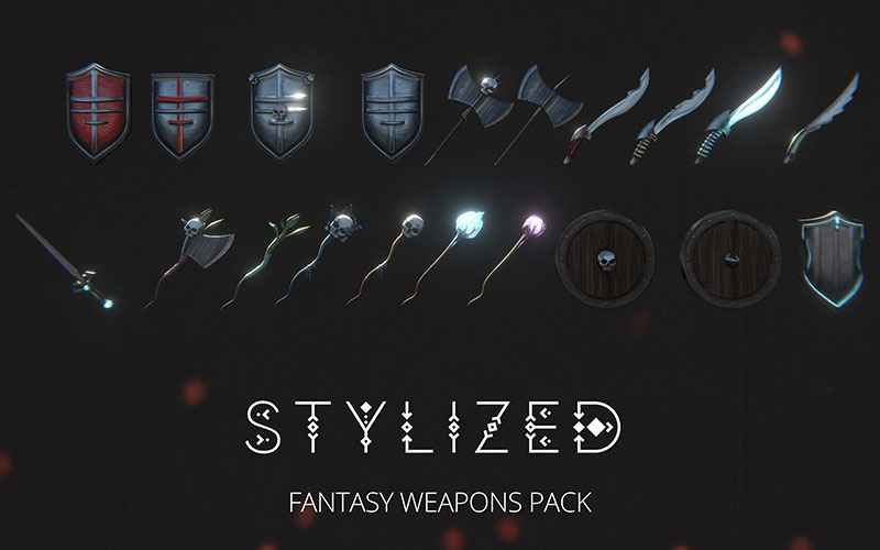 Stylized Medieval Fantasy Weapons in assets for game development