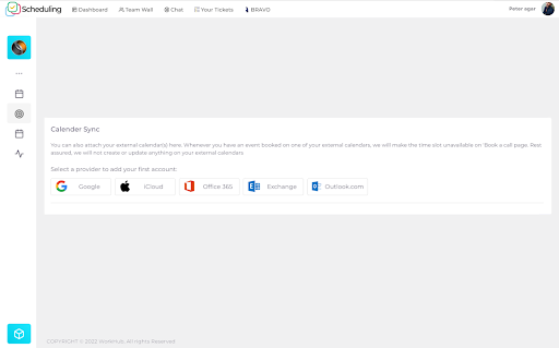 Calendar sync window showing apps that can be integrated with appointment scheduling software