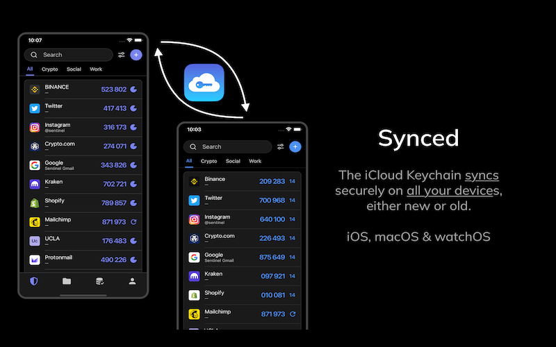 Sentinel - two factor authentication app - Syncing Feature