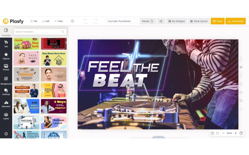 Template library with 17000+ templates in Plasfy - graphic design tool. plasfy lifetime deal