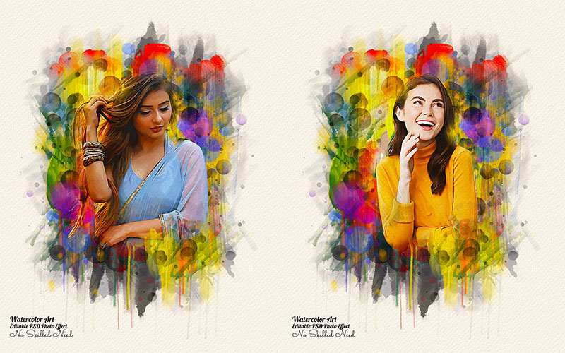 32 Editable Photo Effect Templates - Watercolor Templates