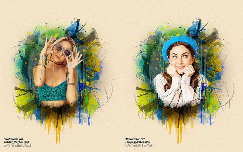 32 Editable Photo Effect Templates - Watercolor Templates