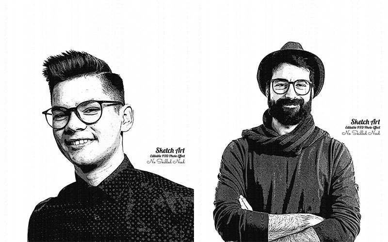 32 Editable Photo Effect Templates - Sketch Art Template