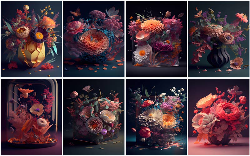 Canva pics of flower arrangements