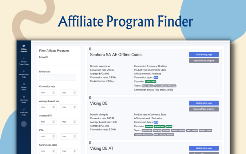 AffSync - Affiliate Program Finder - find affiliate programs