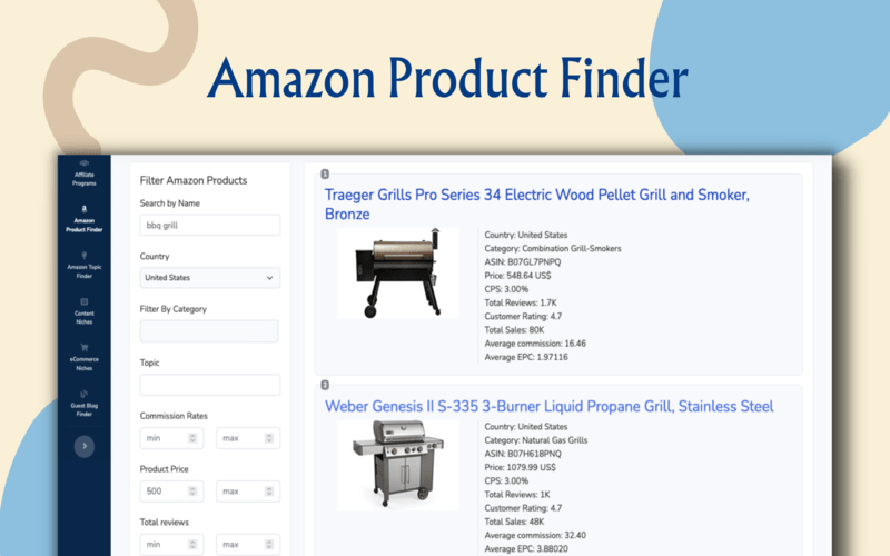 Amazon Product Finder - find affiliate programs