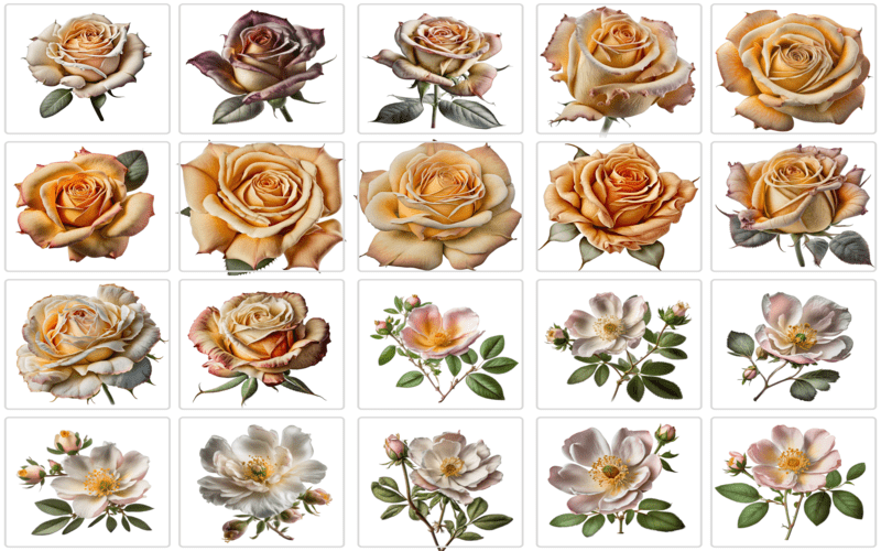 Collage of white and yellow rose rose clipart