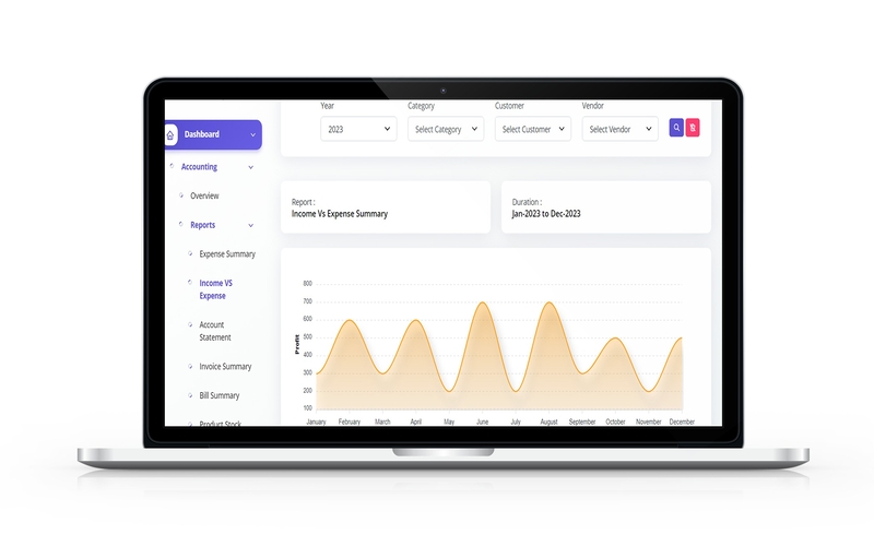 Income vs. Expenses Dashboard Preview