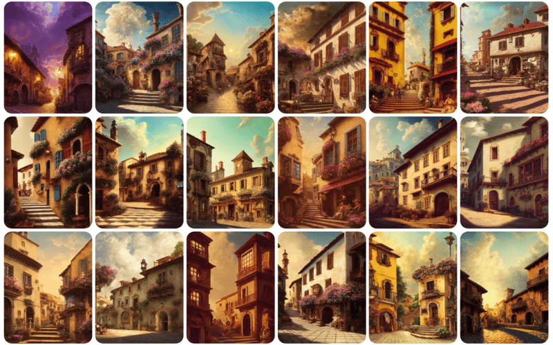 A collage of Renaissance buildings, each representing the era's artistic achievements and historical significance