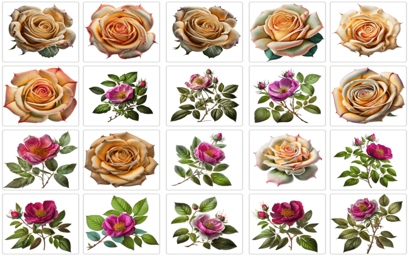 Graphic design bundle featuring roses