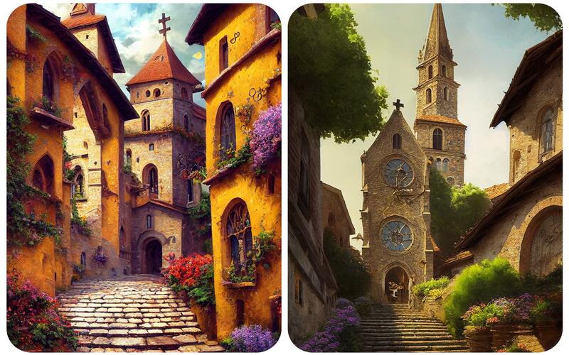 A collage of Renaissance buildings showcasing classical architectural elements and ornate details."