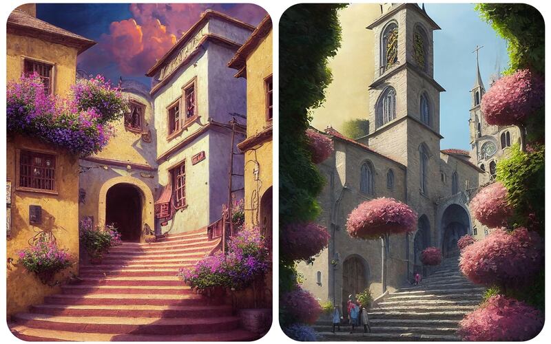 "A collection of Renaissance-style artworks emphasizing rich textures, vibrant colors, and masterful use of perspective." - Painting stock images