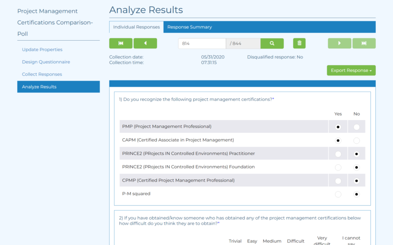 AkioSurvey's question builder, showcasing a versatile toolset for crafting well-defined survey questions, ensuring accurate and meaningful data collection