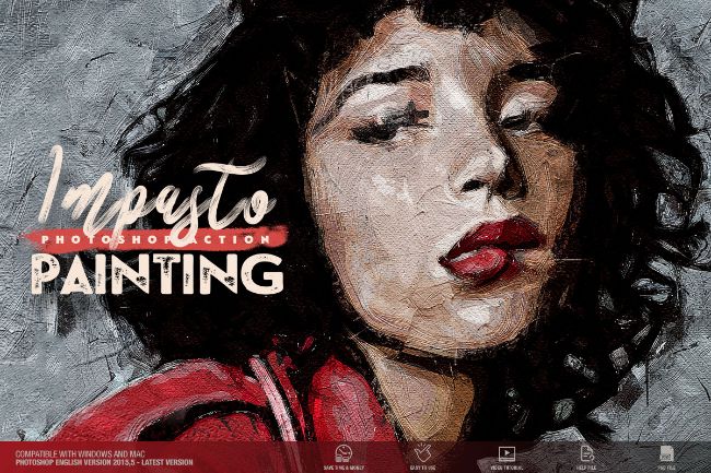 Impasto painting Photoshop Action portrait presets photoshop free vector portrait photoshop action