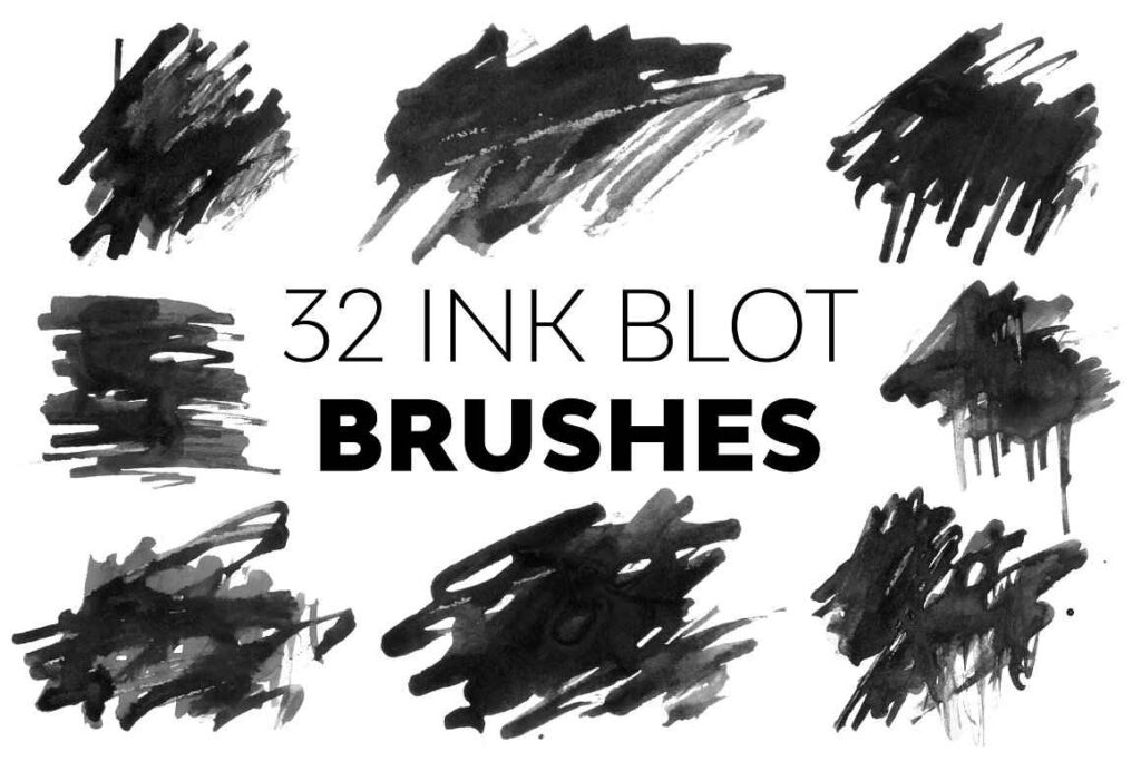 Ink blot brushes preview image - downloadable photoshop brushes