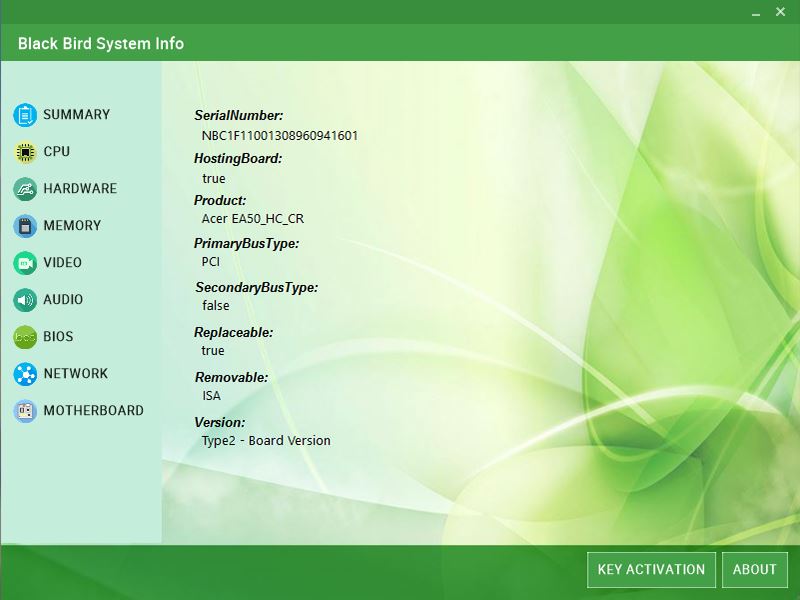 Insights into Black Bird System Info Specifications.
