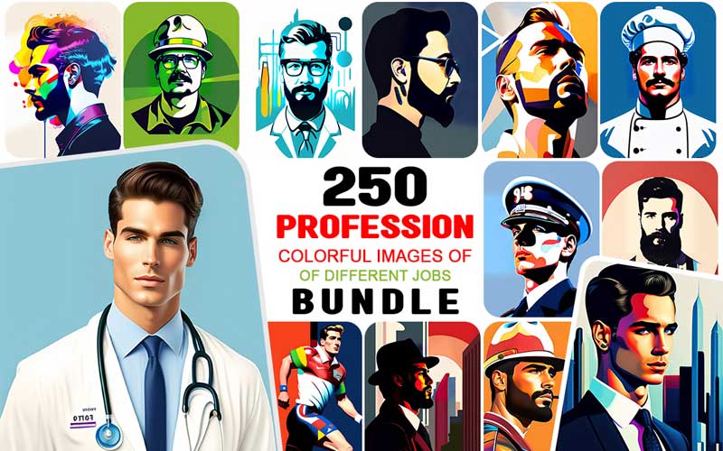 Feature image of 250 Men Different Professions PNG Images Bundle