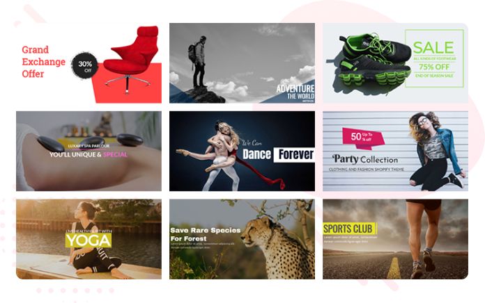 Collage of Website Banners Created With Creatrio - graphic design software