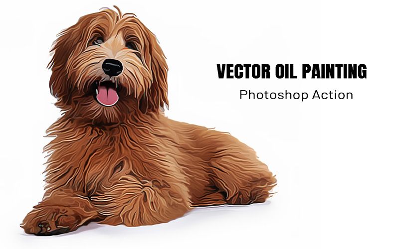 Vector oil painting PS action applied to an image of a dog