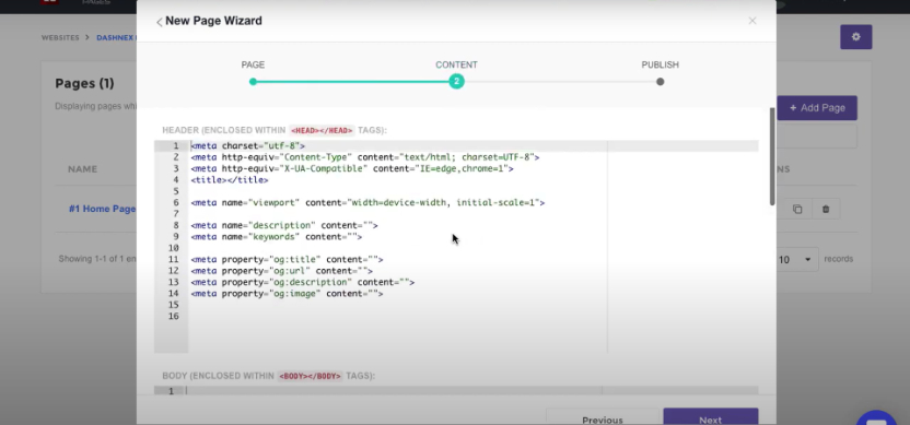 Blank page builder - website hosting preview