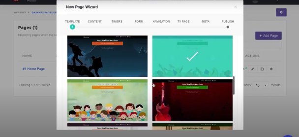 Preview of DashNex Templates with new page wizard