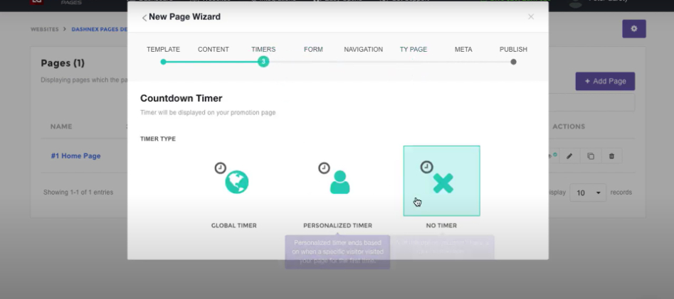 Timer page builder preview