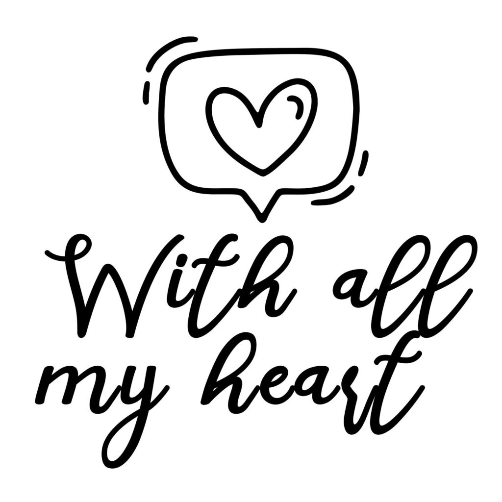 valentines text overlay with heart heart pattern quoting with all my heart