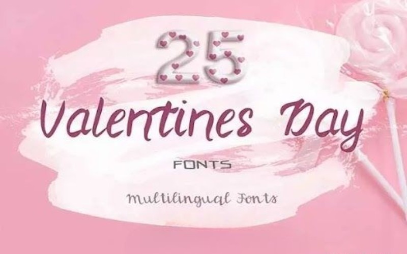 25 Valentine Multilingual Fonts Bundle