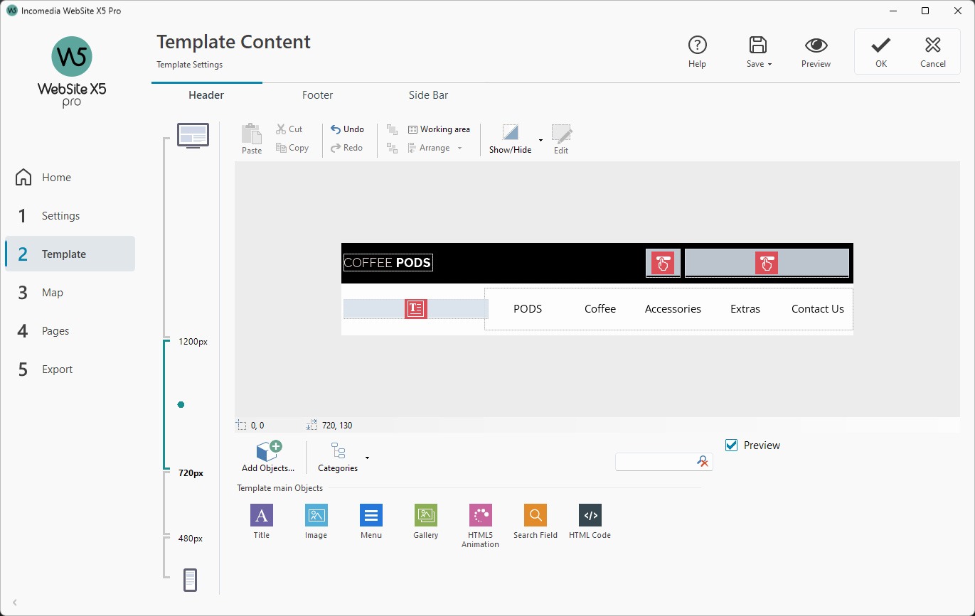 Edit template content and optimization in WebsiteX5 - Website Builder with Templates