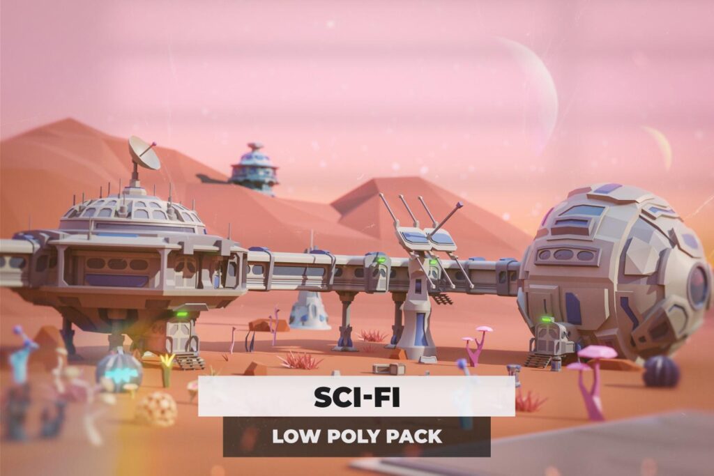 Sci Fi assets available in low poly - game dev assets