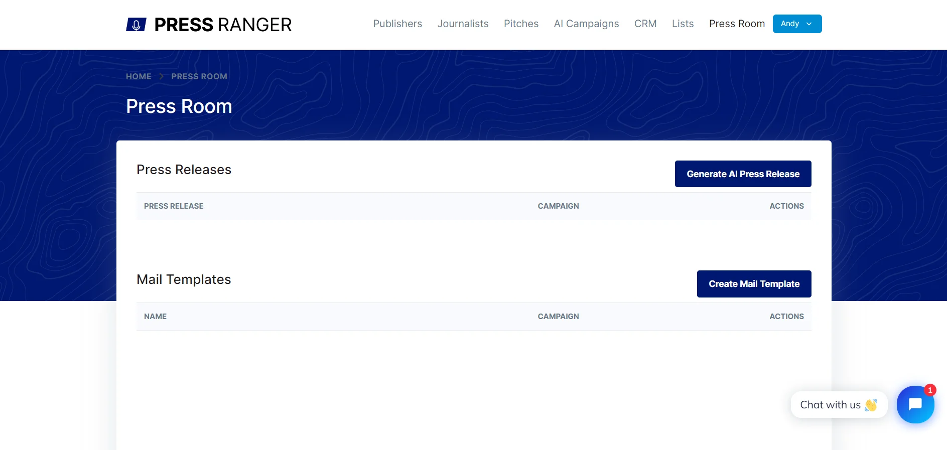 Press Ranger Media Outreach Tool - Press Room feature for press releases