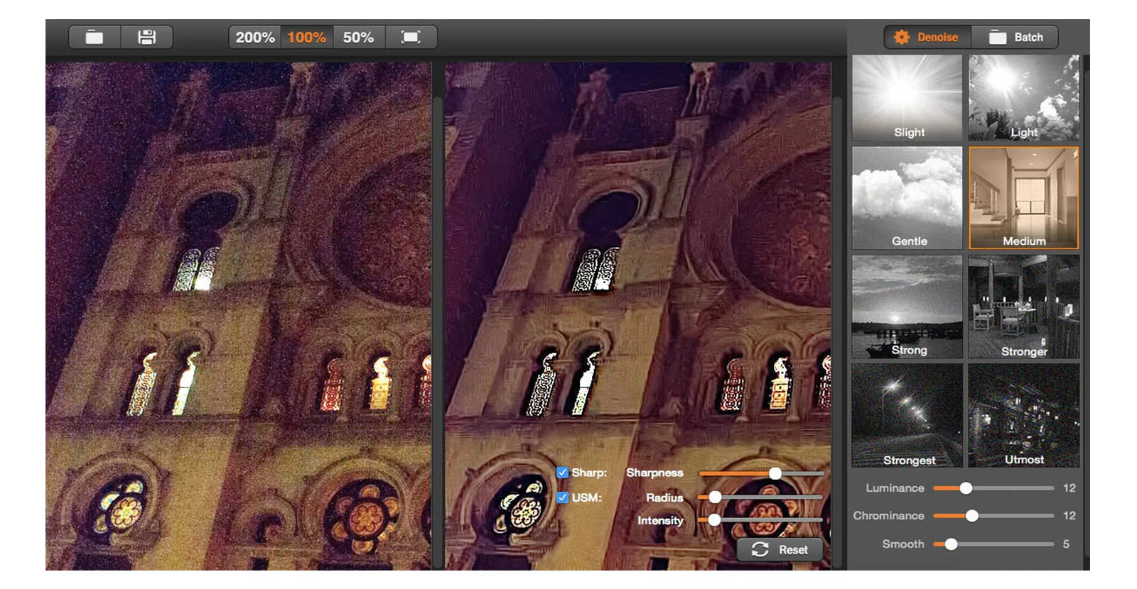 High ISO strong noise fixing by super denoising