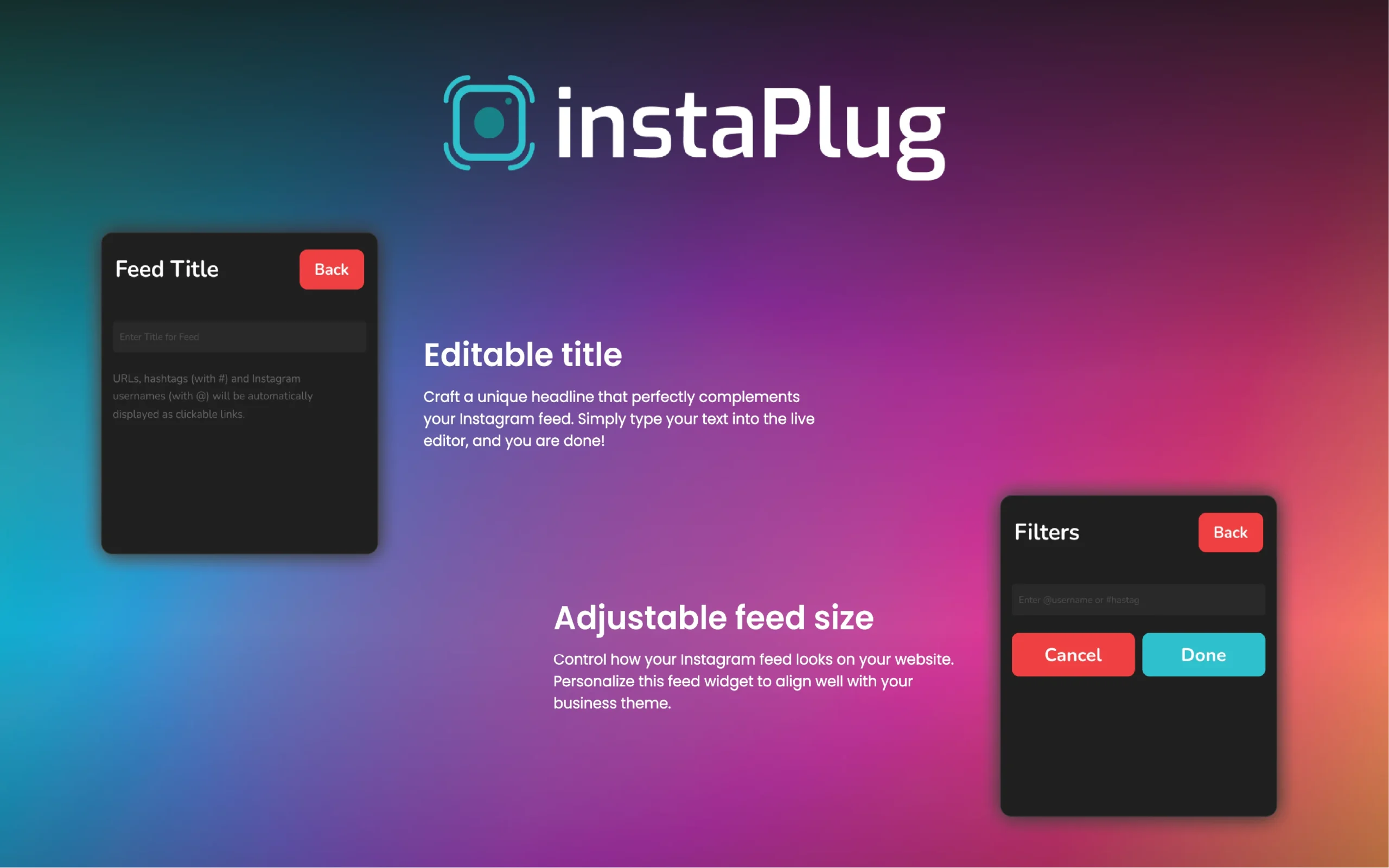 Editable Title and adjustable feed sizewidgets of instagram feed planner